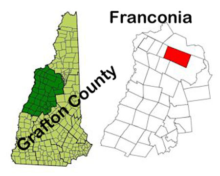 NH map showing location of Franconia
